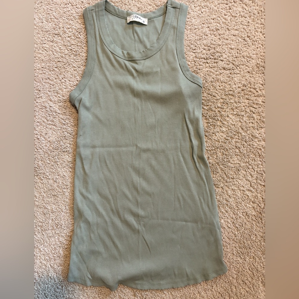 Hello MIZ Olive Green Ribbed Tank Top